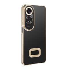 Oppo A60  Kılıf Logo Gösteren Parlak Kenarlı Kamera Lens Korumalı Şeffaf Omega Silikon Kapak