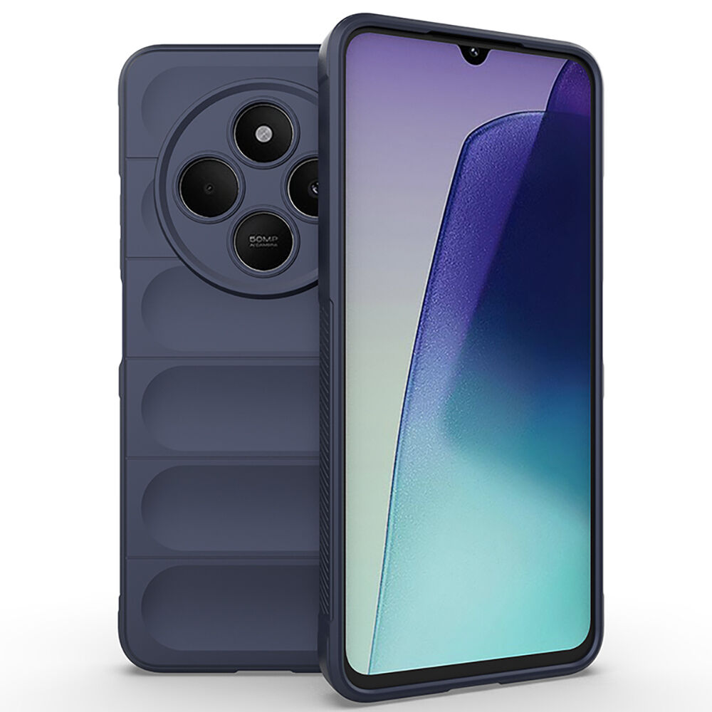 Xiaomi Redmi 14C 4G Kılıf Esnek TPU Oyuklu Arka Yüzey Tasarımlı Etnik Silikon Kapak Lacivert