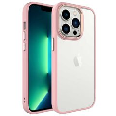 iPhone 14 Pro Max Renkli Silikon Kenarlı Kılıf Krom Kapak