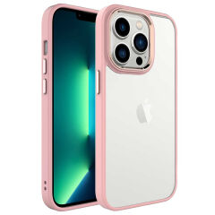 iPhone 14 Pro Max Renkli Silikon Kenarlı Kılıf Krom Kapak