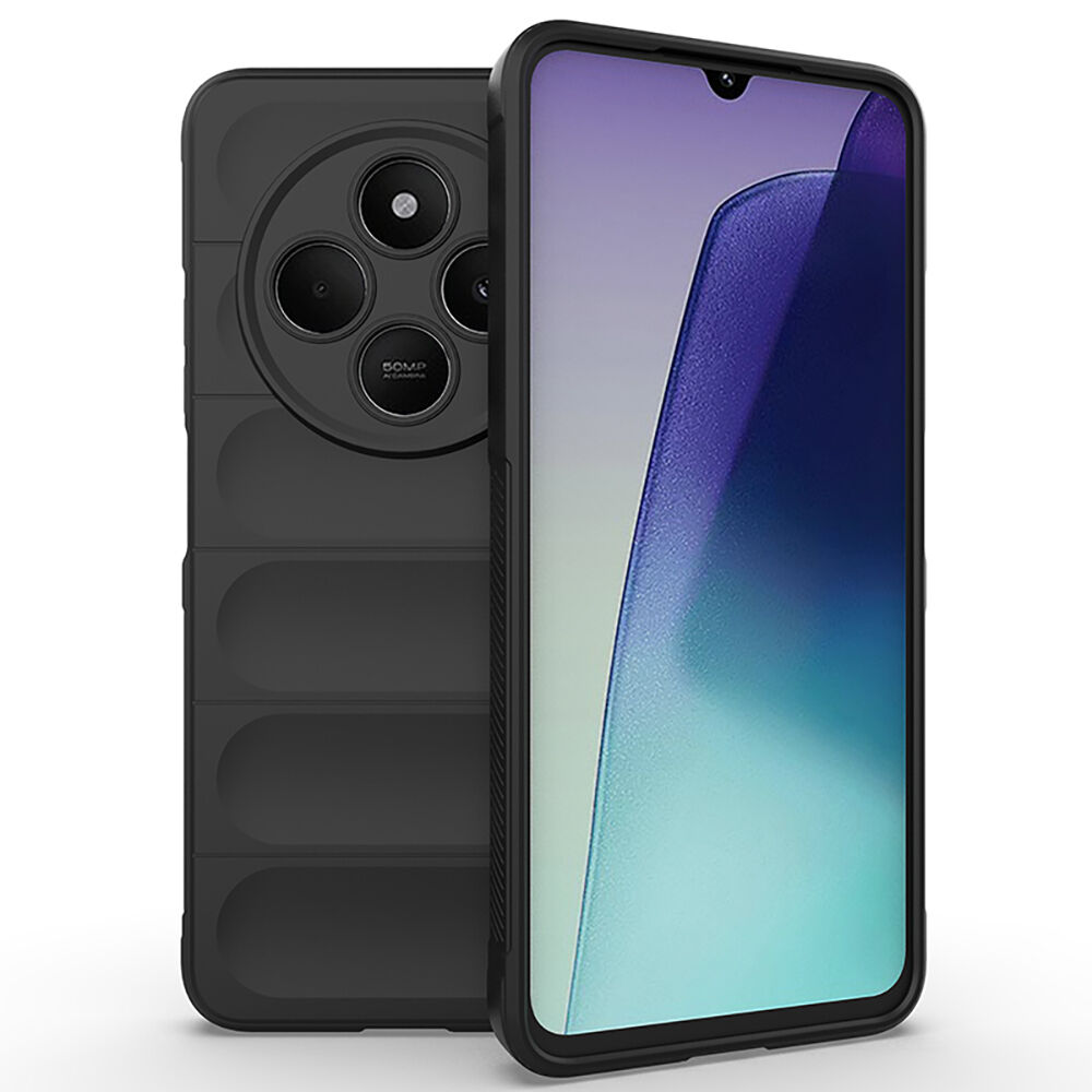 Xiaomi Redmi 14C 4G Kılıf Esnek TPU Oyuklu Arka Yüzey Tasarımlı Etnik Silikon Kapak Siyah