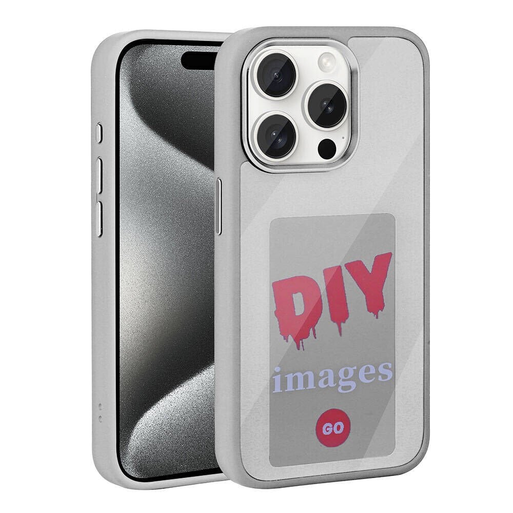 iPhone 15 Pro Max Kılıf Ekranı Yansıtan Akıllı NFC Kapak Gri