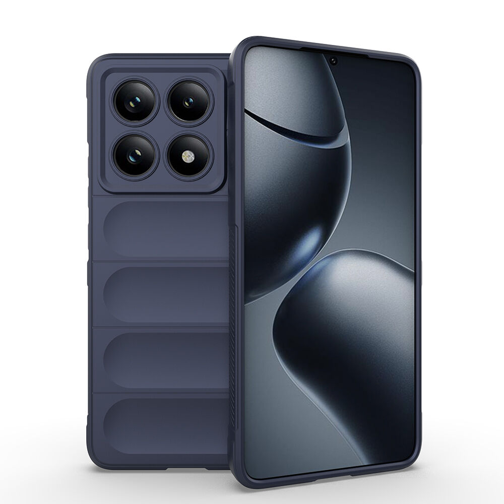 Xiaomi 14T Pro Kılıf Esnek TPU Oyuklu Arka Yüzey Tasarımlı Etnik Silikon Kapak Lacivert