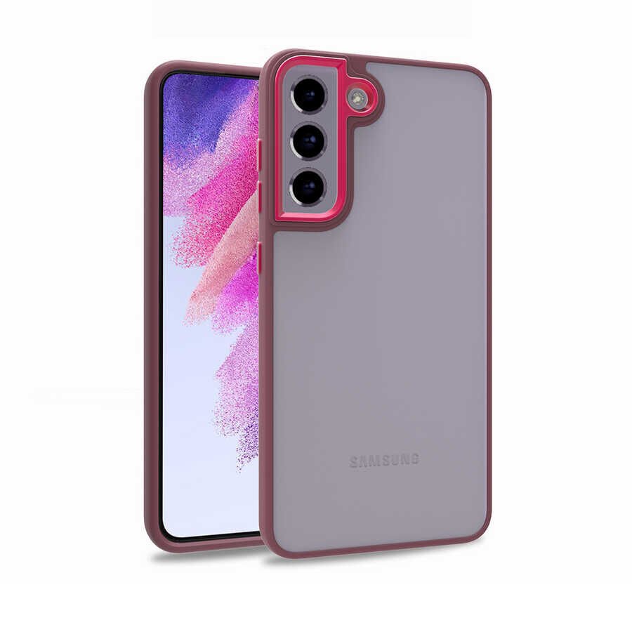 Samsung Galaxy S21 FE Kılıf Kamera Çıkıntılı Arkası Şeffaf Köşeleri Parlak Renkli Işlemeli Flora Kapak Kırmızı