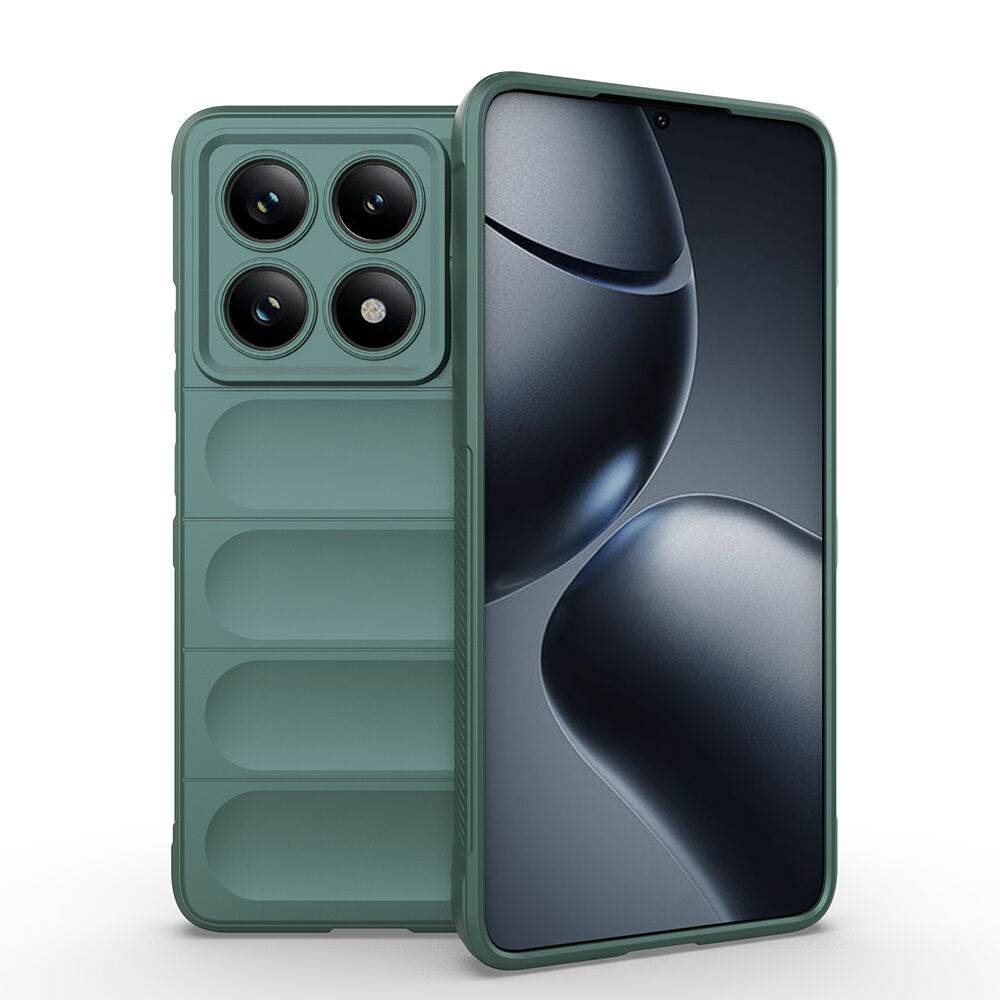 Xiaomi 14T Pro Kılıf Esnek TPU Oyuklu Arka Yüzey Tasarımlı Etnik Silikon Kapak Koyu Yeşil