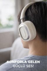 Bluetooth Kulaklık Kulak Üstü Kablosuz Kulaklık HD70 Bej