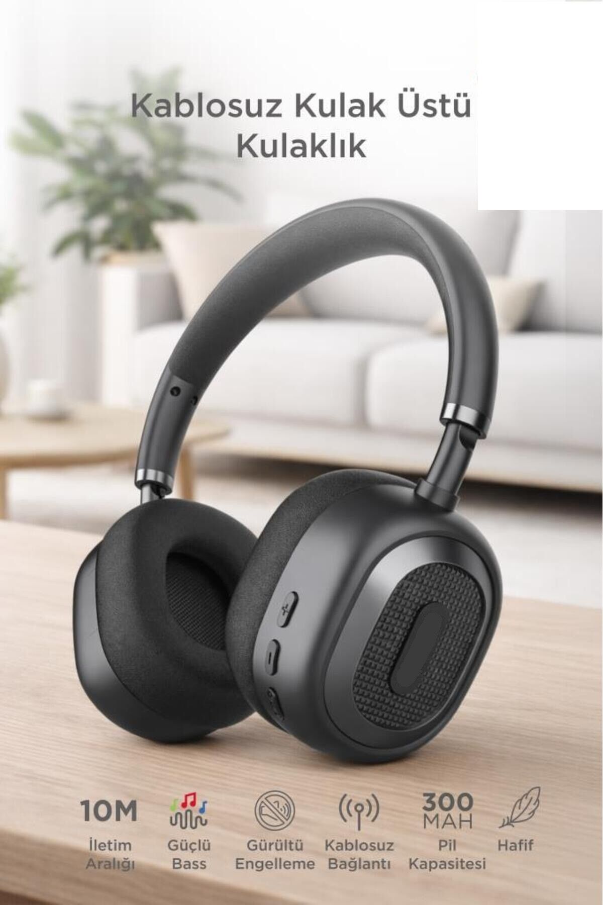 Bluetooth Kulaklık Kulak Üstü Kablosuz Kulaklık HD70 Siyah