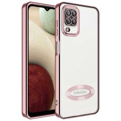 Samsung Galaxy A12 Kılıf Kamera Korumalı Logo Gösteren Omega Kapak Lila