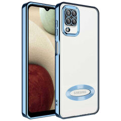 Samsung Galaxy A12 Kılıf Kamera Korumalı Logo Gösteren Omega Kapak Lila