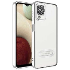 Samsung Galaxy A12 Kılıf Kamera Korumalı Logo Gösteren Omega Kapak Lila