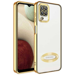 Samsung Galaxy A12 Kılıf Kamera Korumalı Logo Gösteren Omega Kapak Lila