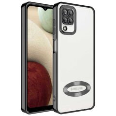 Samsung Galaxy A12 Kılıf Kamera Korumalı Logo Gösteren Omega Kapak Lila