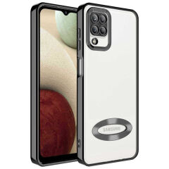 Samsung Galaxy A12 Kılıf Kamera Korumalı Logo Gösteren Omega Kapak Lila