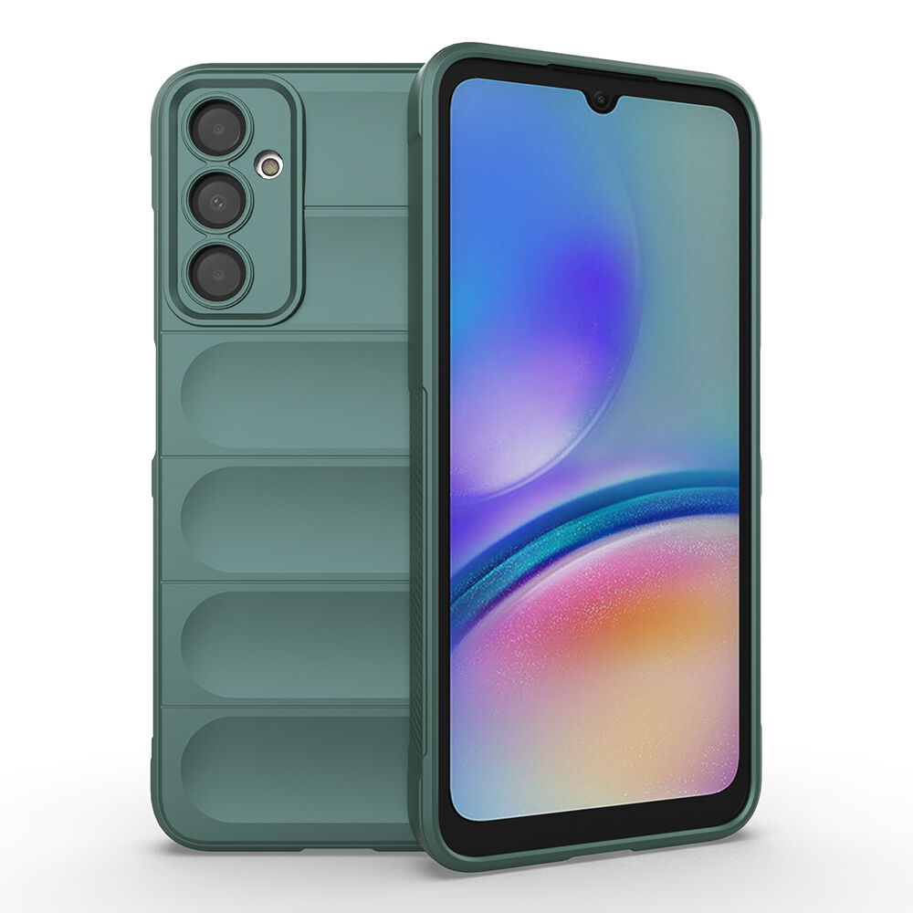 Samsung Galaxy A16 Kılıf Esnek TPU Oyuklu Arka Yüzey Tasarımlı Etnik Silikon Kapak Koyu Yeşil