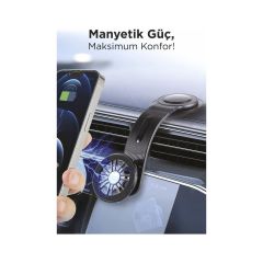 JX-057 Siyah Güçlü Manyetik 360° Dönebilen, Esnek, Yapışkan Tabanlı, Sarsıntı Önleyici Araç Içi Telefon Tutucu