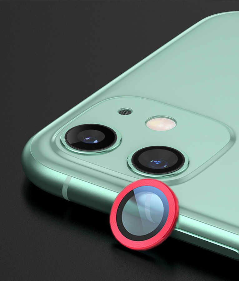 iPhone 12 Mini CL-02 Kamera Lens Koruyucu Kırmızı