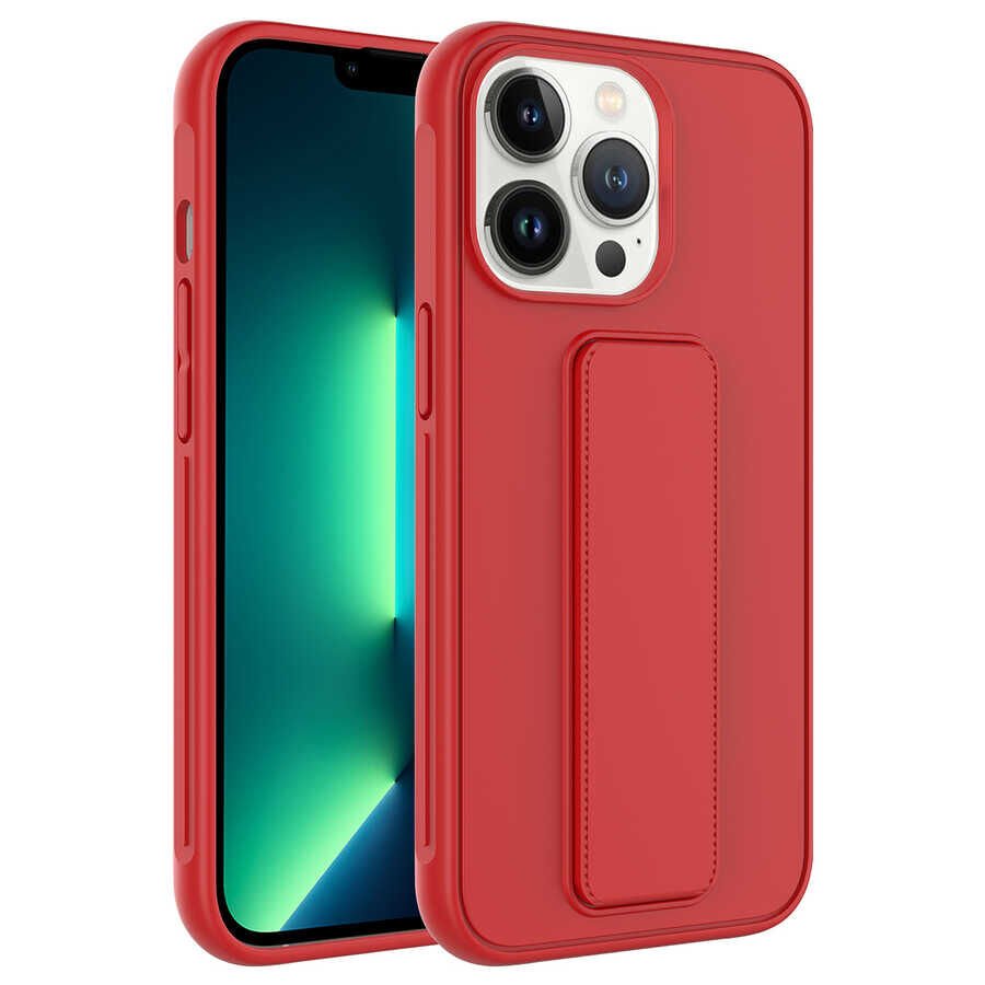 iPhone 14 Pro Max Kılıf Qstand Kapak Kırmızı