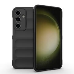Samsung Galaxy S24 FE Kılıf Esnek TPU Oyuklu Arka Yüzey Tasarımlı Etnik Silikon Kapak Siyah