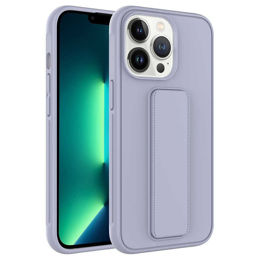 iPhone 14 Pro Max Kılıf Qstand Kapak Gri