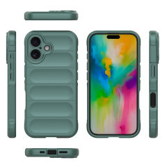 iPhone 16 Kılıf Esnek TPU Oyuklu Arka Yüzey Tasarımlı Etnik Silikon Kapak Lacivert
