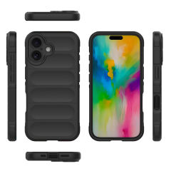 iPhone 16 Kılıf Esnek TPU Oyuklu Arka Yüzey Tasarımlı Etnik Silikon Kapak Lacivert