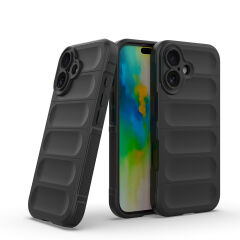 iPhone 16 Kılıf Esnek TPU Oyuklu Arka Yüzey Tasarımlı Etnik Silikon Kapak Lacivert