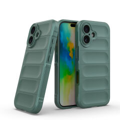 iPhone 16 Kılıf Esnek TPU Oyuklu Arka Yüzey Tasarımlı Etnik Silikon Kapak Lacivert