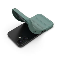 iPhone 16 Kılıf Esnek TPU Oyuklu Arka Yüzey Tasarımlı Etnik Silikon Kapak Lacivert