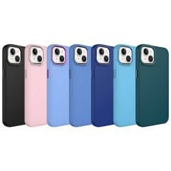 iPhone 14 Kılıf Metal Çerçeve ve Buton Tasarımlı Silikon Luna Kapak