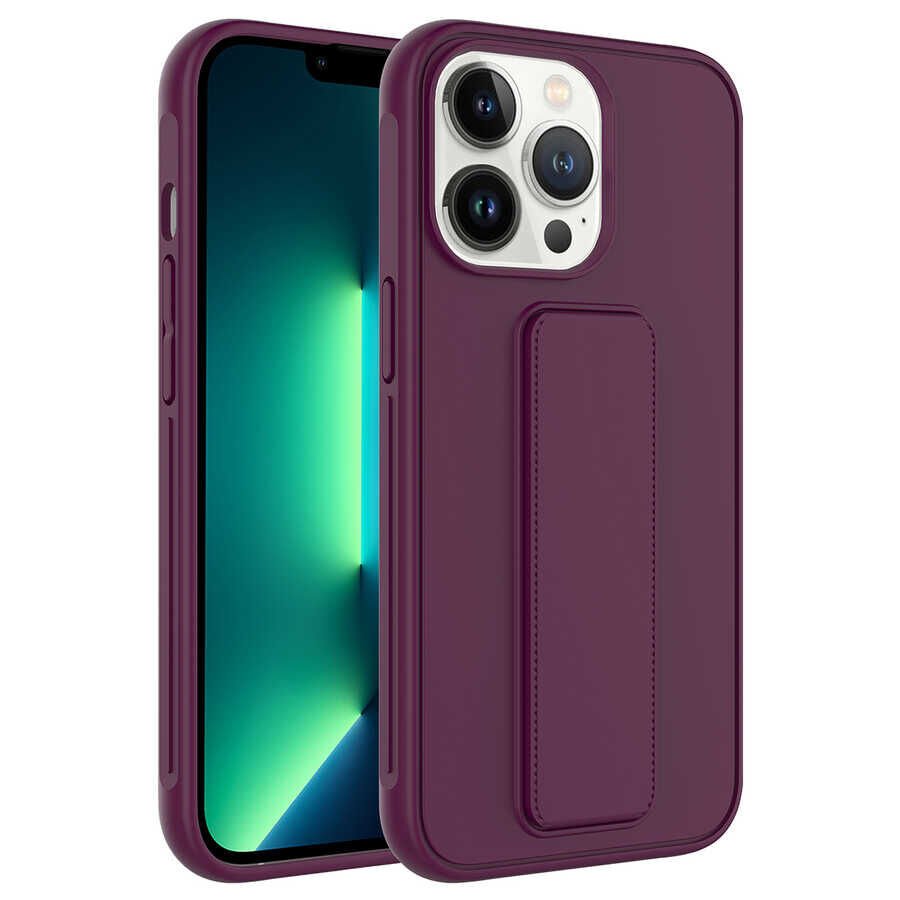 iPhone 14 Pro Max Kılıf Qstand Kapak Mürdüm