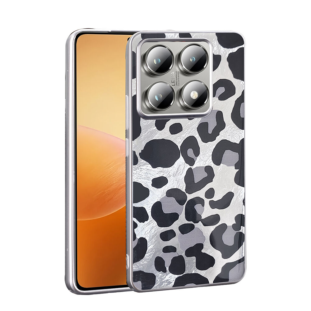 Xiaomi 14T Kılıf Desenli Mep Kapak Gri Leopar