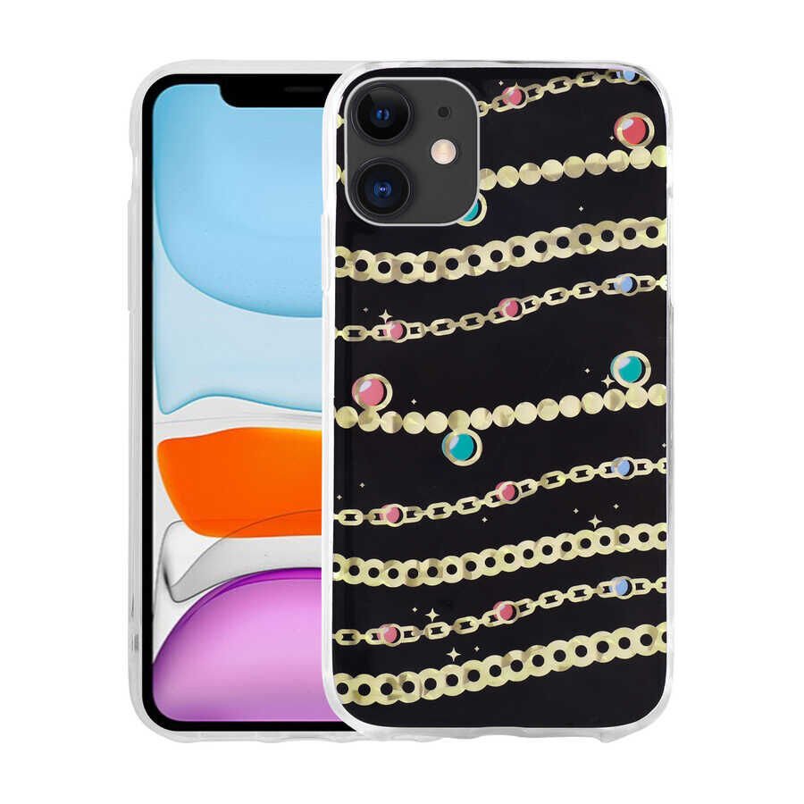 iPhone 11 Kılıf Desenli Sert Elnov Kapak NO5