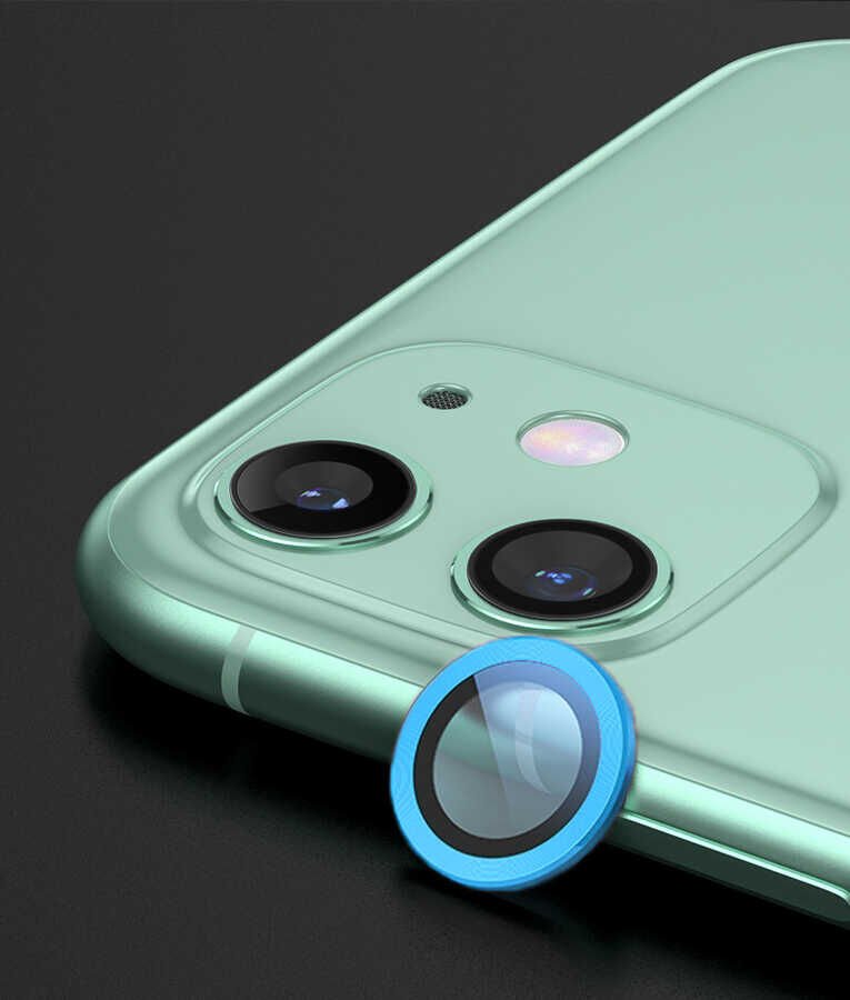 iPhone 12 Mini CL-02 Kamera Lens Koruyucu Mavi