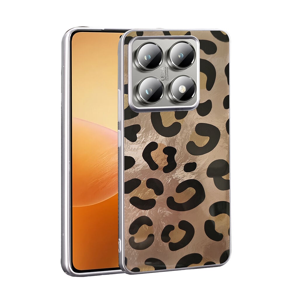 Xiaomi 14T Kılıf Desenli Mep Kapak Gold Leopar
