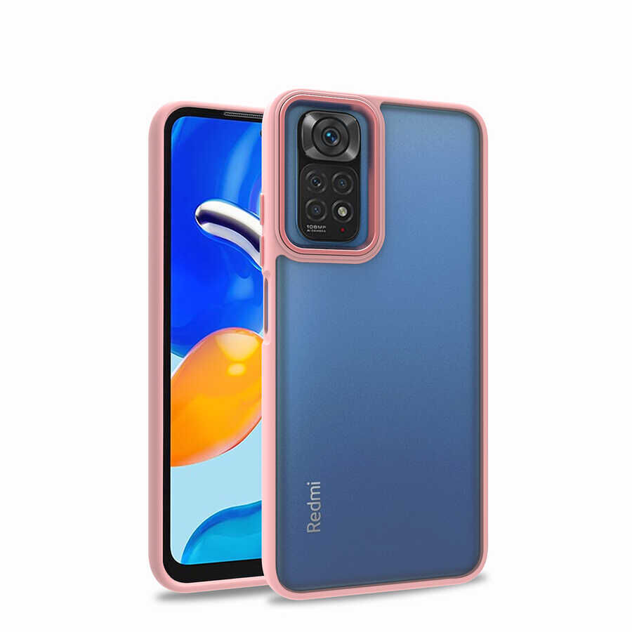 Xiaomi Redmi Note 11 Pro 5G Kılıf Kamera Çıkıntılı Arkası Şeffaf Köşeleri Parlak Renkli Işlemeli Flora Kapak Rose Gold