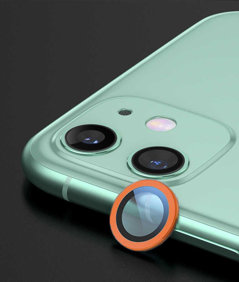 iPhone 12 Mini CL-02 Kamera Lens Koruyucu Turuncu