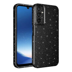 Samsung Galaxy A15 Kılıf Kamera Korumalı Simli Lüks Koton Kapak Mor