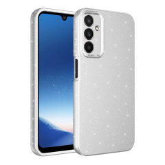 Samsung Galaxy A15 Kılıf Kamera Korumalı Simli Lüks Koton Kapak Mor