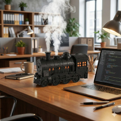 Tren Tasarım Kumandali Ultrasonik 300 ML Hava Nemlendiricisi Led Işıklı Aroma Difüzör