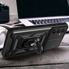 Samsung Galaxy A55 Tank Kılıf Magnetik Standlı Kamera Korumalı Sürgülü Vega Kapak