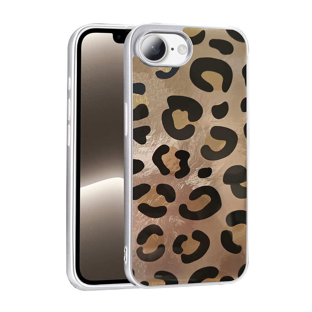 iPhone 16E Kılıf Desenli Mep Kapak Gold Leopar