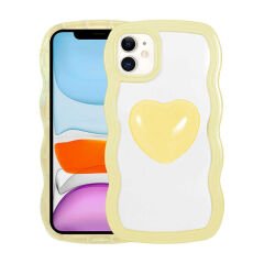 iPhone 11 Kılıf Renkli Kalp Figürlü Ponçik Kapak