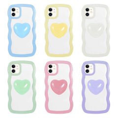 iPhone 11 Kılıf Renkli Kalp Figürlü Ponçik Kapak