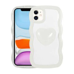 iPhone 11 Kılıf Renkli Kalp Figürlü Ponçik Kapak Mor