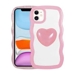 iPhone 11 Kılıf Renkli Kalp Figürlü Ponçik Kapak