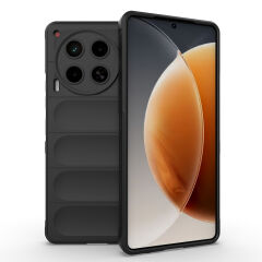 Tecno Camon 30 4G Kılıf Esnek TPU Oyuklu Arka Yüzey Tasarımlı Etnik Silikon Kapak Siyah