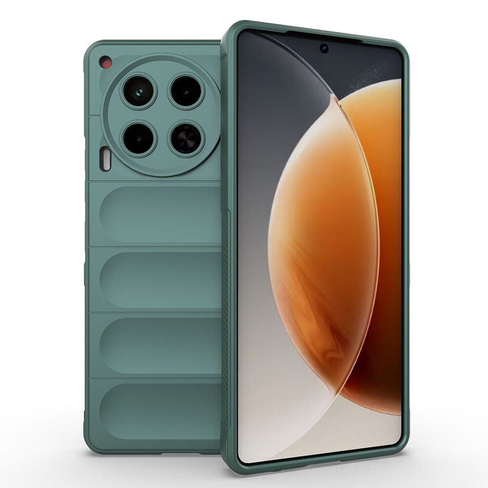 Tecno Camon 30 4G Kılıf Esnek TPU Oyuklu Arka Yüzey Tasarımlı Etnik Silikon Kapak Koyu Yeşil