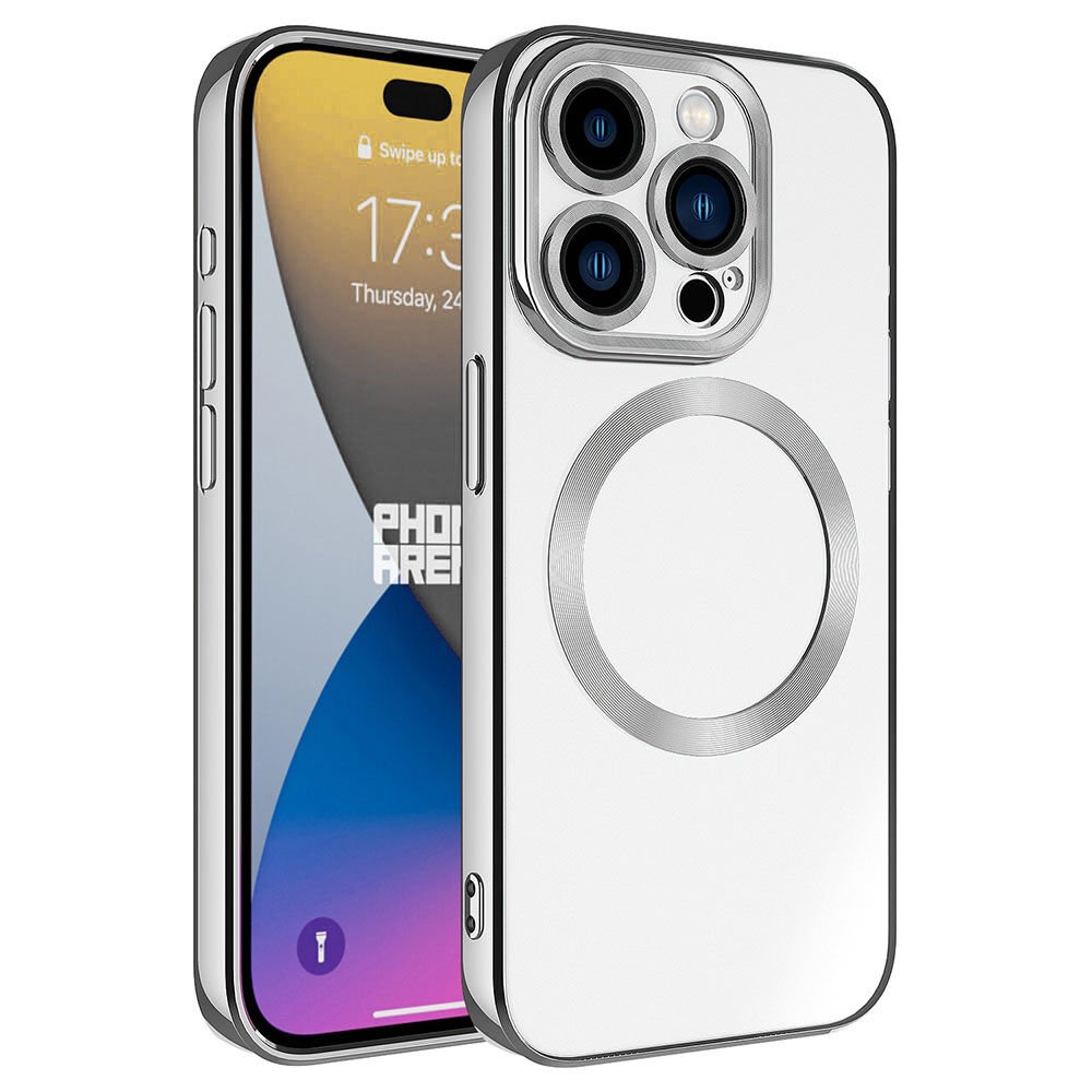 iPhone 15 Pro Max Kılıf Magsafe Wireless Şarj Özellikli Setro Silikon Koyu Gri