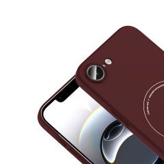 iPhone 17E Kılıf M-Safe Şarj Özellikli Kamera Korumalı Premium Elio Sert PC Kapak Bordo