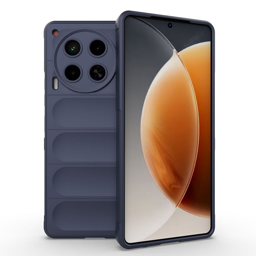 Tecno Camon 30 4G Kılıf Esnek TPU Oyuklu Arka Yüzey Tasarımlı Etnik Silikon Kapak Lacivert